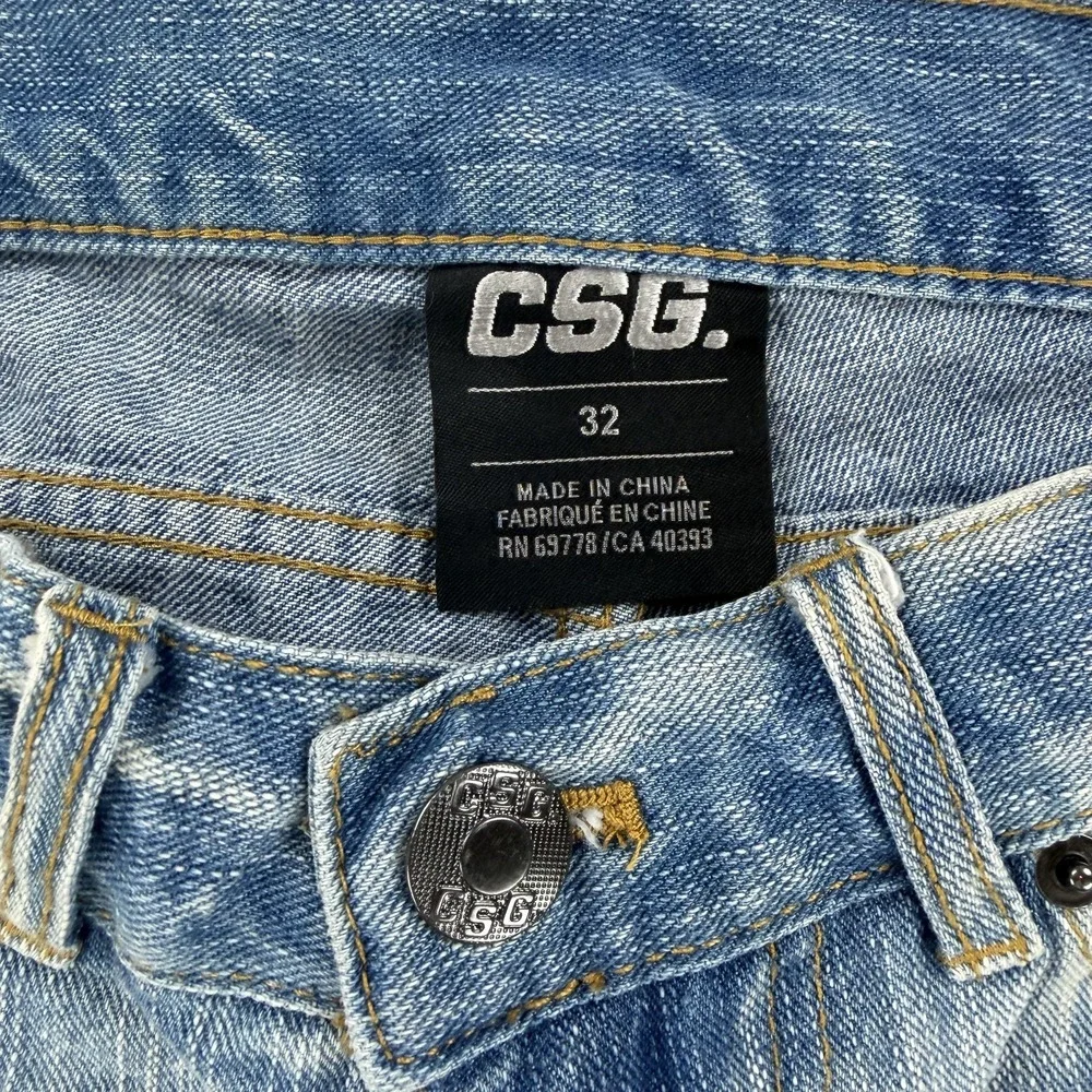 CSG Denim Shorts Mens 32 Blue Distressed Cuffed Jean Cutoff‎ Cotton Casual